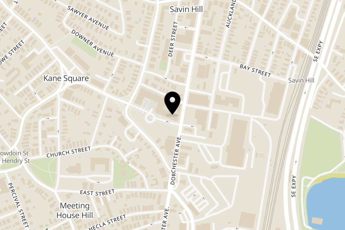 Map showing the location of The DotBlock Diner on 1203 Dorchester Ave #1 in Dorchester